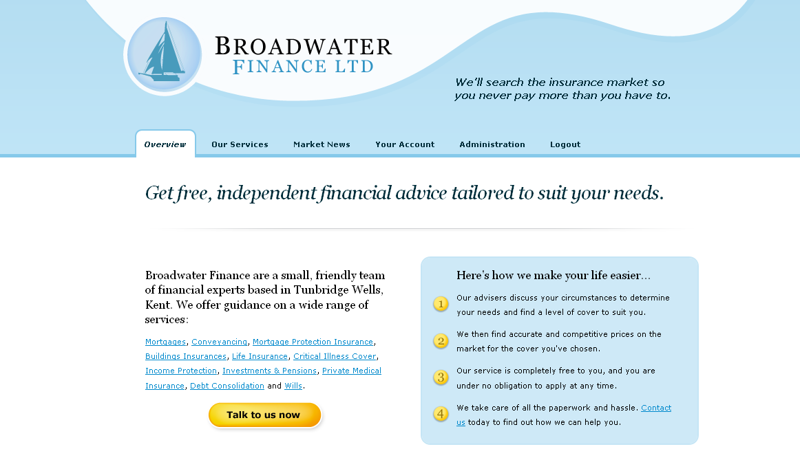Broadwater Finance platform screenshot