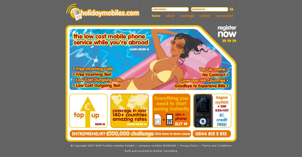 Holiday Mobiles platform screenshot
