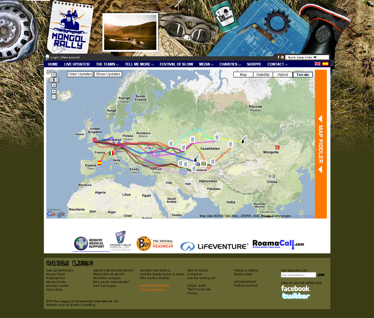 The Mongol Rally platform screenshot
