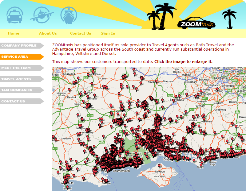 Zoom Taxis platform screenshot